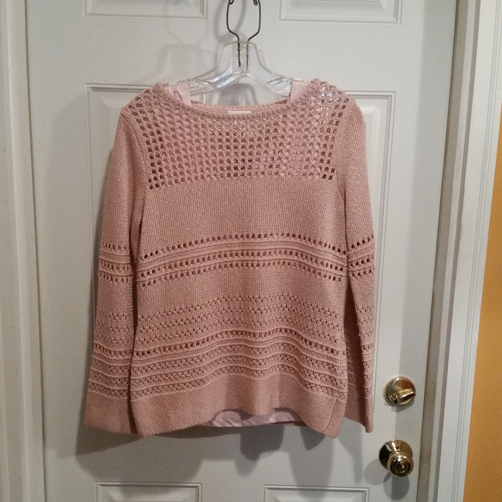 Chico’s Dusty Pink Open Weave Swr Sz 1=M/8